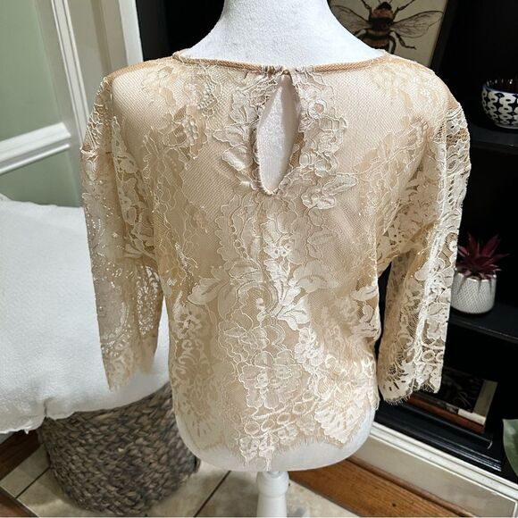 Obsessive Love Cream Lace Blouse Size S - Picture 4 of 8